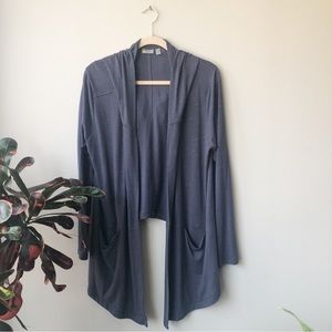 ZELLA Long Sleeve Hooded Open Cardigan with Pockets